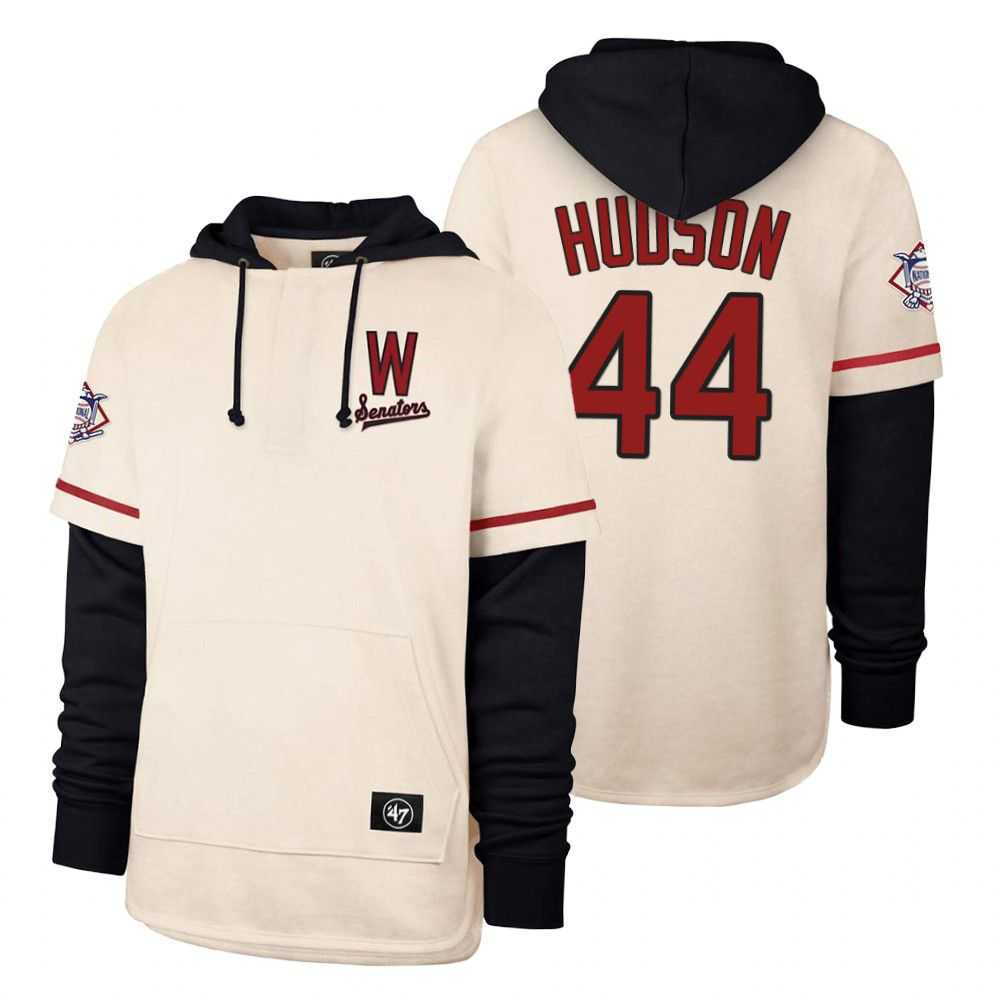 Men Washington Nationals 44 Hudson Cream 2021 Pullover Hoodie MLB Jersey